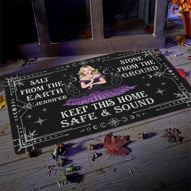 Custom Name Witchy Home Protection Decor - Personalized Doormat