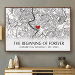 Custom Map Wedding Gifts for Couples - Personalized Poster