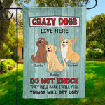 Custom Name Crazy Dog Warning Gifts for Dog Lovers - Personalized Flag
