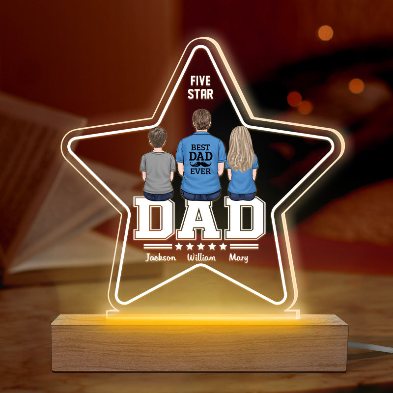 Custom Name Best Dad Ever Family Gift - Personalized 3D LED Light