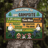 Grilling And Chilling With Us - Camping Personalized Custom Shaped Home Decor Wood Sign - House Warming Gift For Couple, Camping Lovers, Pet Lovers, Pet Owners