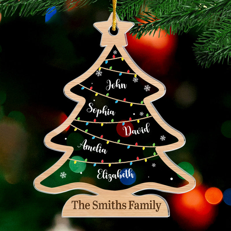 Happy Family Happy Life - Family Personalized Custom Ornament - Acrylic Custom Shaped - Christmas Gift For Family Members