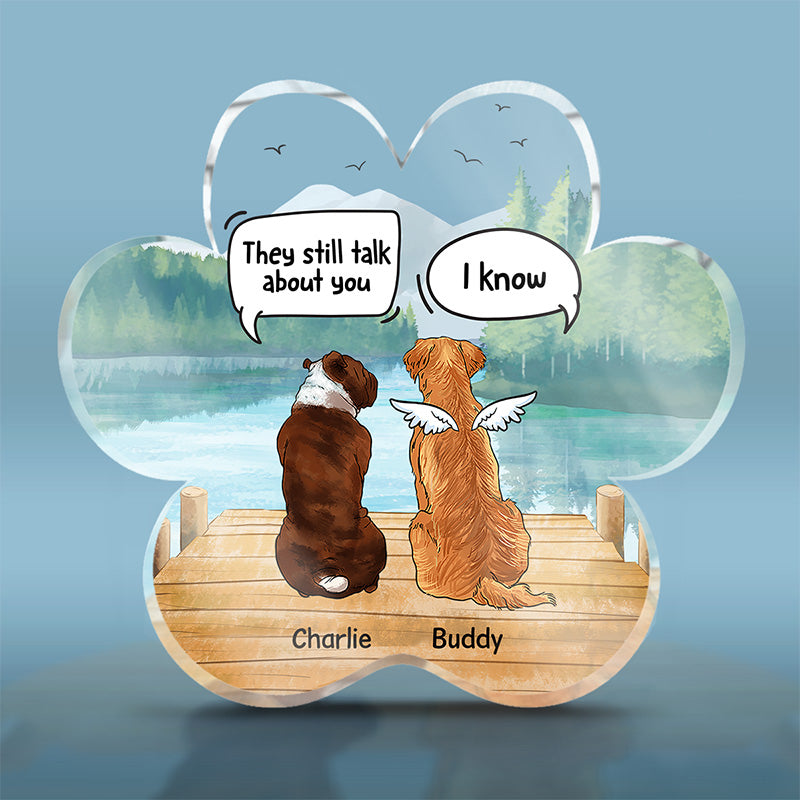 Leave Paw Prints In Our Heart - Memorial Personalized Custom Paw Shaped Acrylic Plaque - Sympathy Gift, Gift For Pet Owners, Pet Lovers