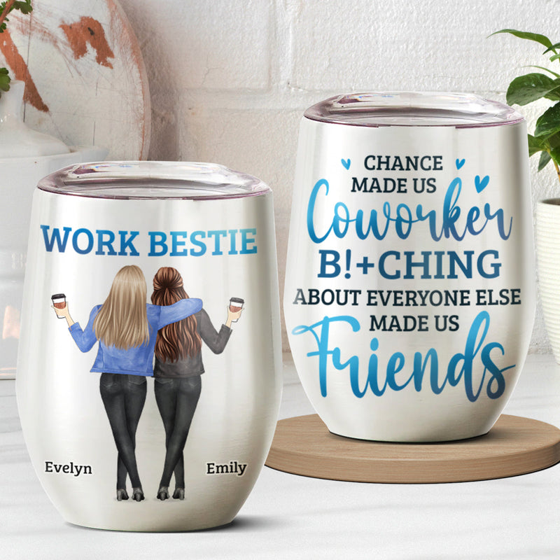 Custom Name Work Bestie Gifts for Coworkers - Personalized Wine Tumbler
