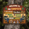 Camp More Work Less - Camping Personalized Custom Shaped Home Decor Wood Sign - House Warming Gift For Couple, Camping Lovers, Pet Lovers, Pet Owners
