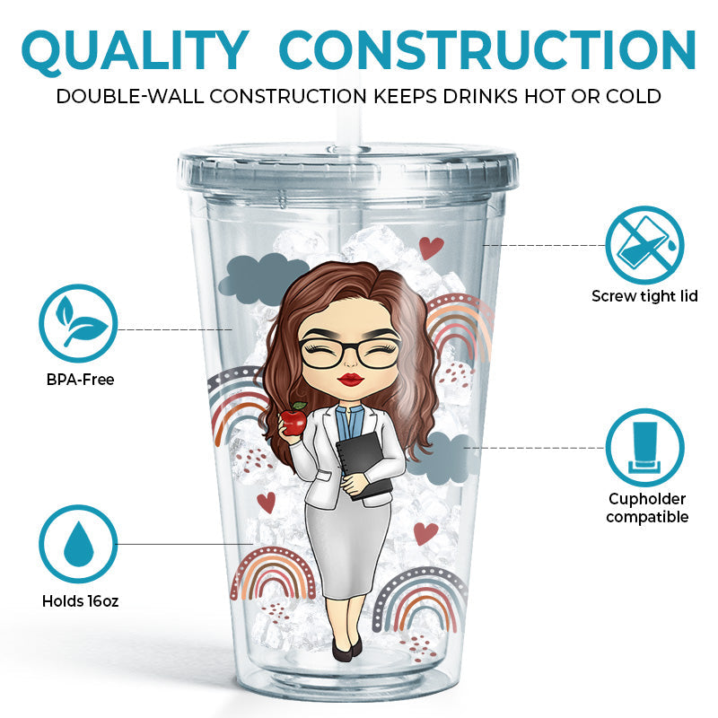 Custom Name Teacher Gifts for Women - Personalized Clear Tumbler