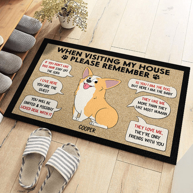 Custom Name Funny Dog Rules Gifts for Dog Lovers - Personalized Doormat