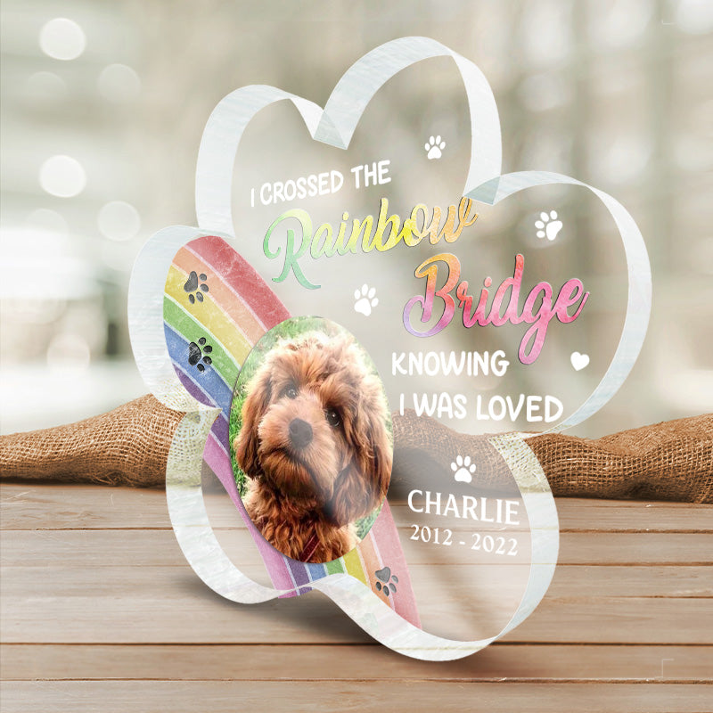 Custom Pet Photo Rainbow Bridge Memorial Decor - Personalized Shaped Acrylic Plaque
