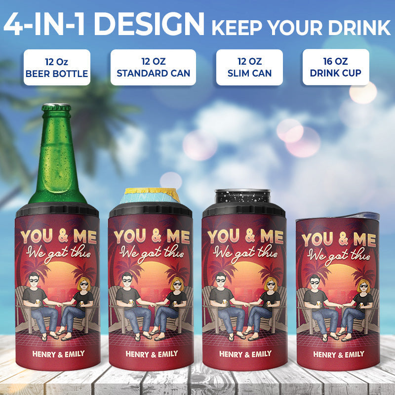 Husband And Wife, Drinking Buddies For Life - Couple Personalized Custom 4 In 1 Can Cooler Tumbler - Gift For Husband Wife, Anniversary