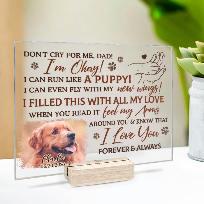 Custom Pet Photo Memorial Gifts for Dad - Personalized Acrylic Plaque