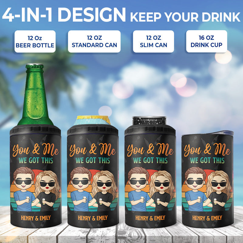 Drinking Buddies Husband Wife - Couple Personalized Custom 4 In 1 Can Cooler Tumbler - Gift For Husband Wife, Anniversary
