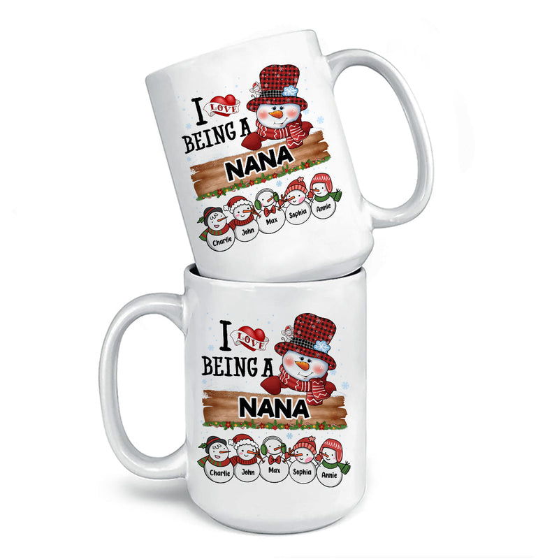 Custom Name Christmas Snowman Gifts for Nana - Personalized Mugs