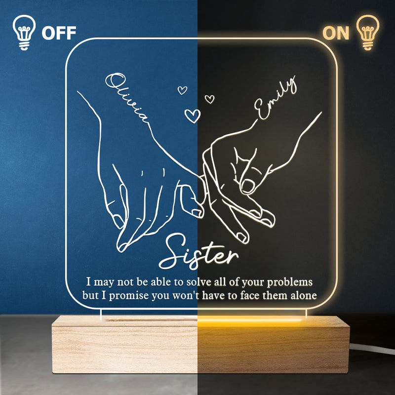 Custom Name Sister Gifts with Pinky Promise - Personalized 3D LED Light