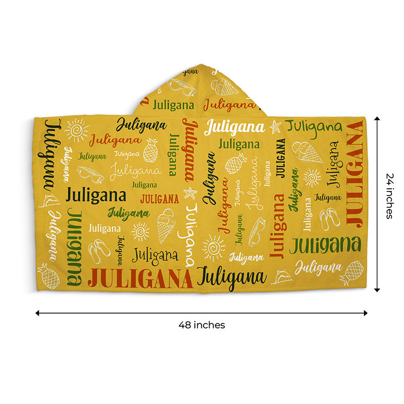 Colorful Lettering - Family Personalized Custom Kid Hooded Beach Towel - Gift For Kids, Family Members