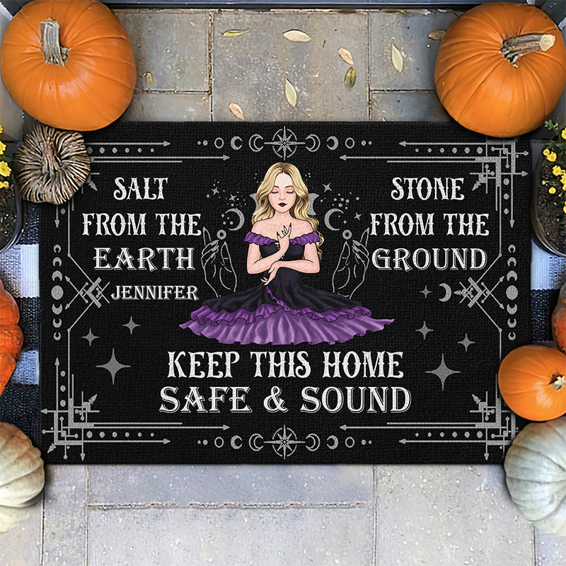 Custom Name Witchy Home Protection Decor - Personalized Doormat
