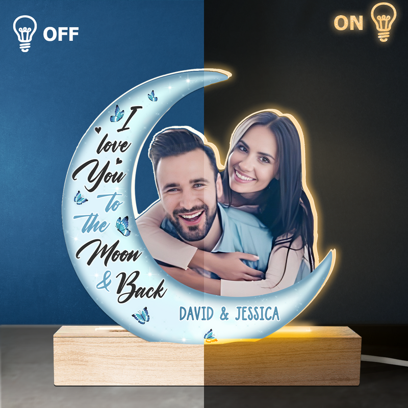 Custom Photo Moon and Back Couple Gifts - Personalized 3D LED Light