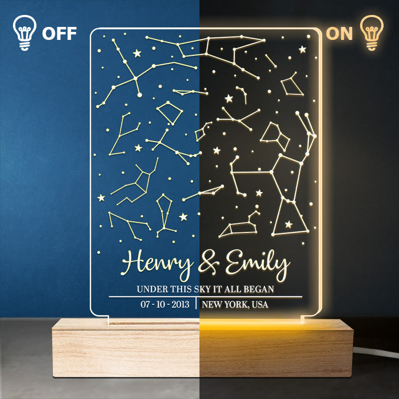 Custom Constellation Couple Gifts - Personalized 3D LED Light