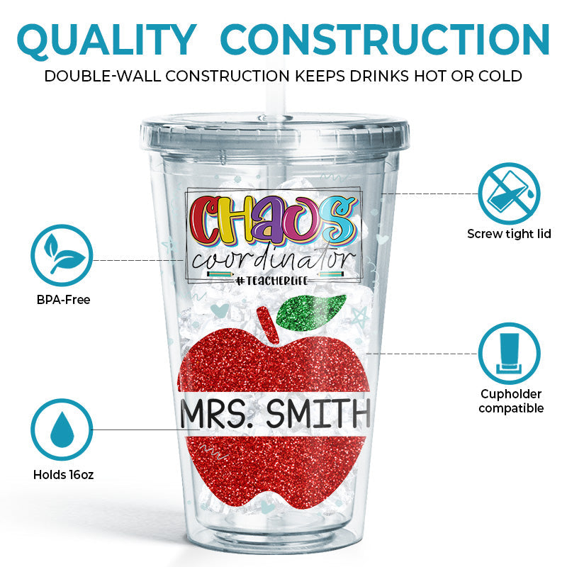 Eat Sleep Teach Repeat - Teacher Personalized Custom Clear Acrylic Tumbler - Gift For Teacher, Back To School