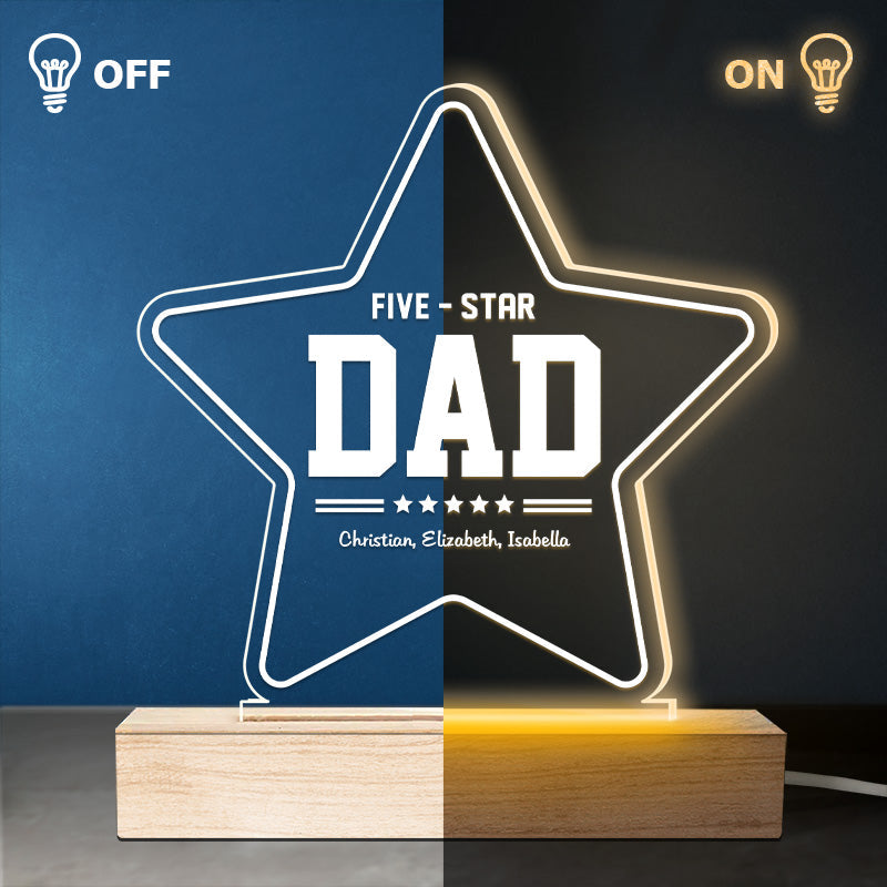 Custom Name Five-Star Dad Gifts - Personalized 3D LED Light