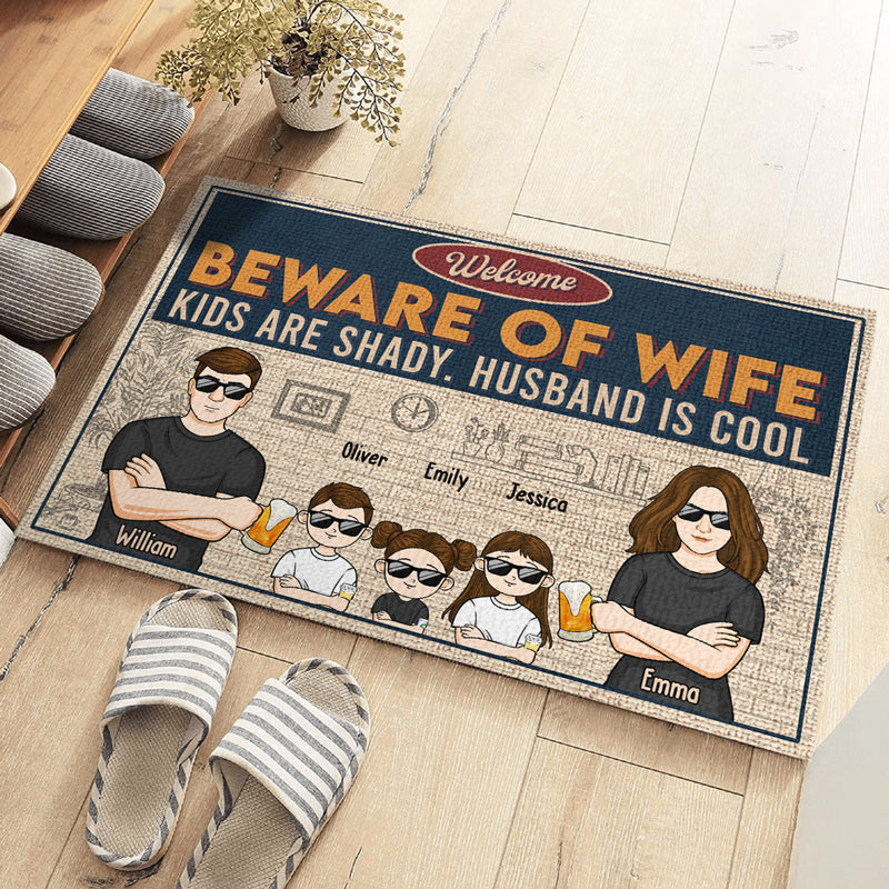 Custom Name Beware of Wife Family Gifts - Personalized Doormat