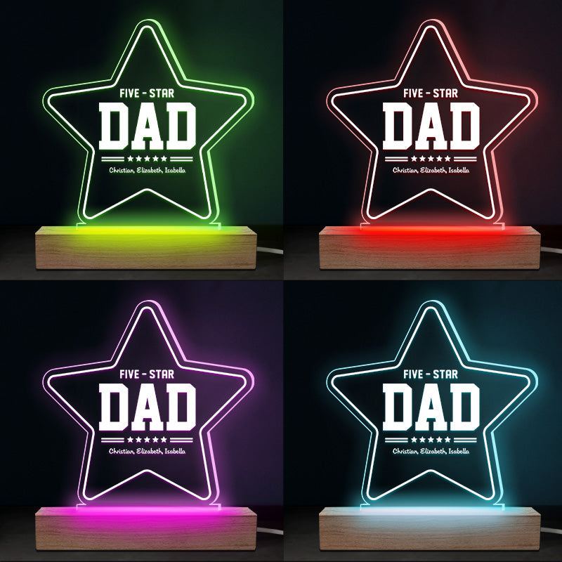 Our Five-Star Papa - Family Personalized Custom 3D LED Light - Father's Day, Birthday Gift For Dad