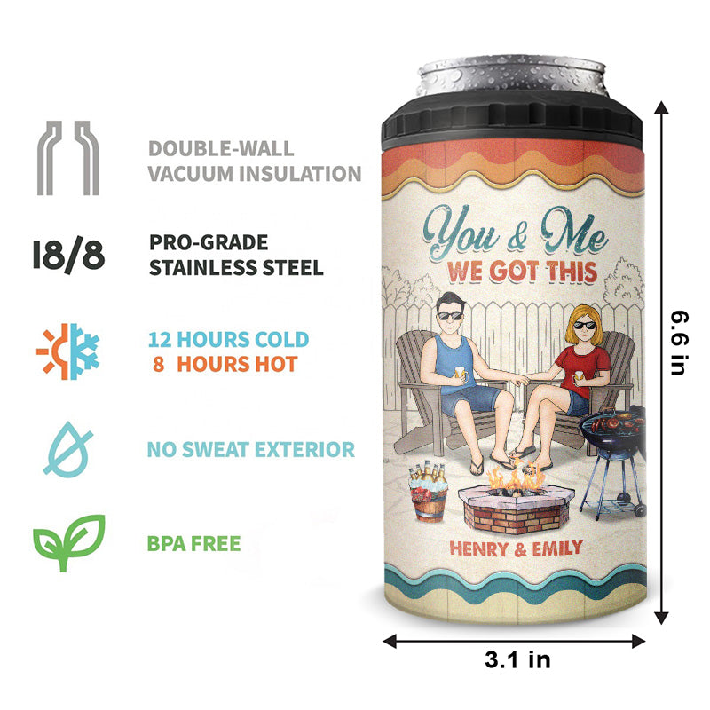 Husband And Wife Drinking Buddies For Life We Got This - Camping Personalized Custom 4 In 1 Can Cooler Tumbler - Gift For Husband Wife, Camping Lovers