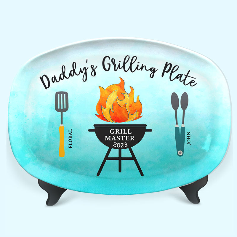 Custom Name Grill Master Gifts for Dad - Personalized Platter
