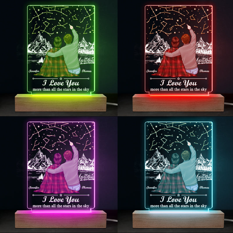 Love You More Than All The Stars In The Sky - Couple Personalized Custom Rectangle Shaped 3D LED Light - Gift For Husband Wife, Anniversary