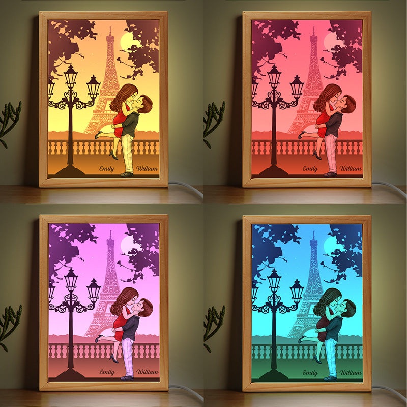 Custom Name Paris Romance Gifts for Couples - Personalized Frame Light Box