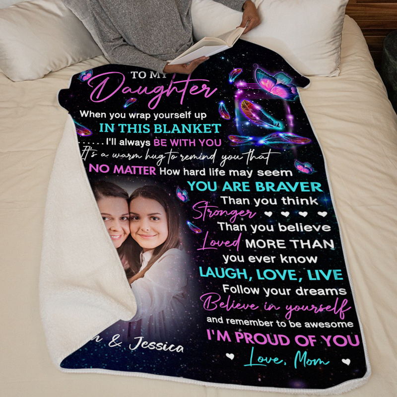 Custom Photo I'm Proud Of You - Family Personalized Custom Blanket - Birthday Gift From Mom