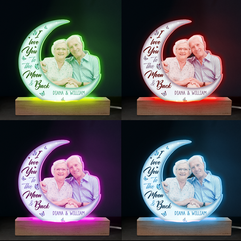 Custom Photo Moon and Back Couple Gifts - Personalized 3D LED Light