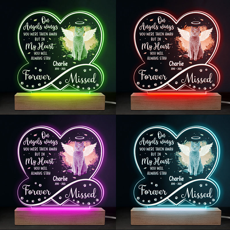 Custom Photo Forever Missed - Memorial Personalized Custom Infinity Heart Shaped 3D LED Light - Sympathy Gift For Pet Owners, Pet Lovers