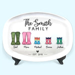Custom Name Family Rain Boot Gifts - Personalized Platter
