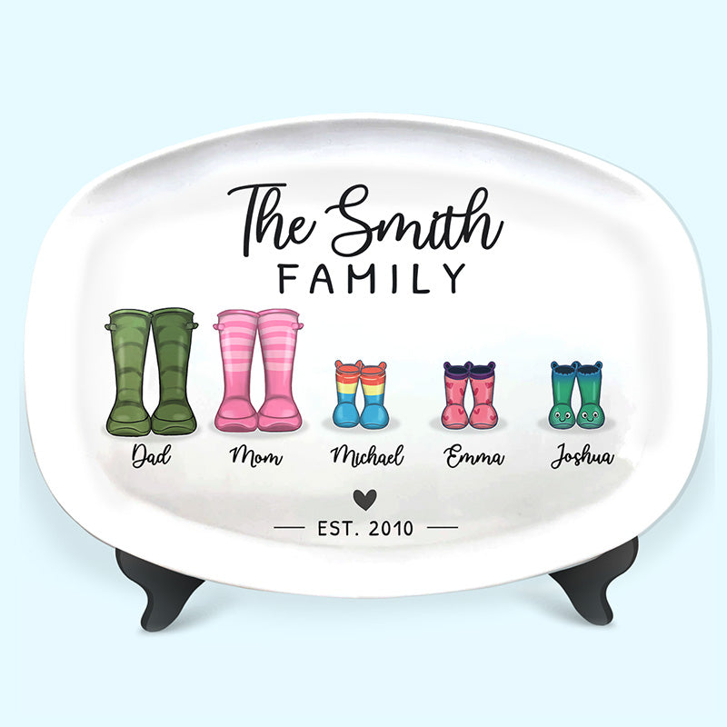 Custom Name Family Rain Boot Gifts - Personalized Platter