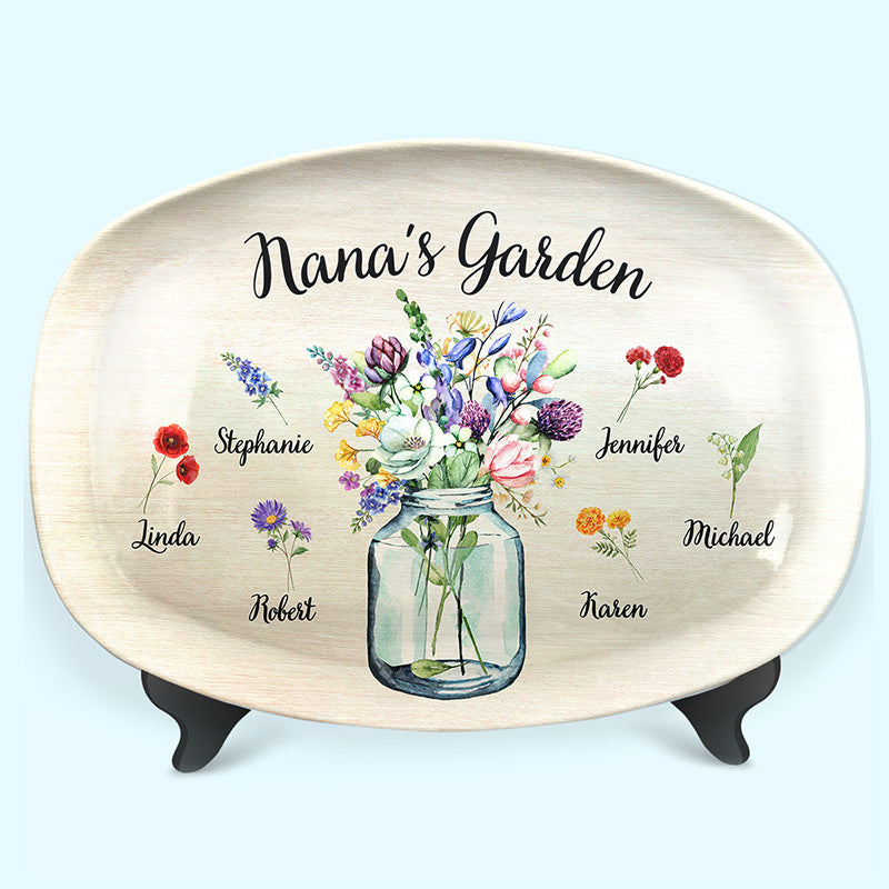 My Grandma's Garden - Family Personalized Custom Platter - Birthday Gift For Grandma