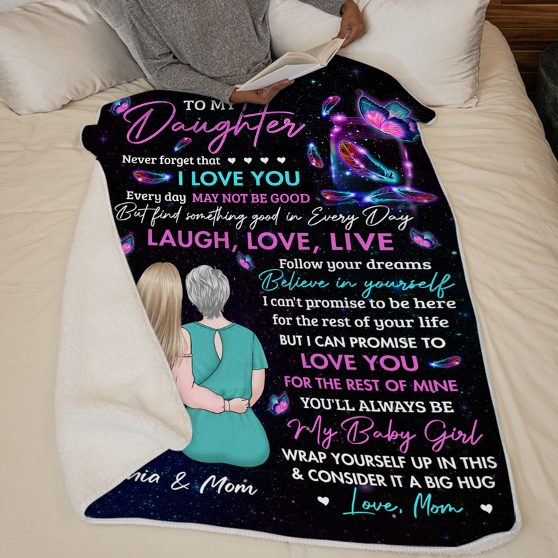 You'll Always Be My Baby Girl - Family Personalized Custom Blanket - Gift From Mom