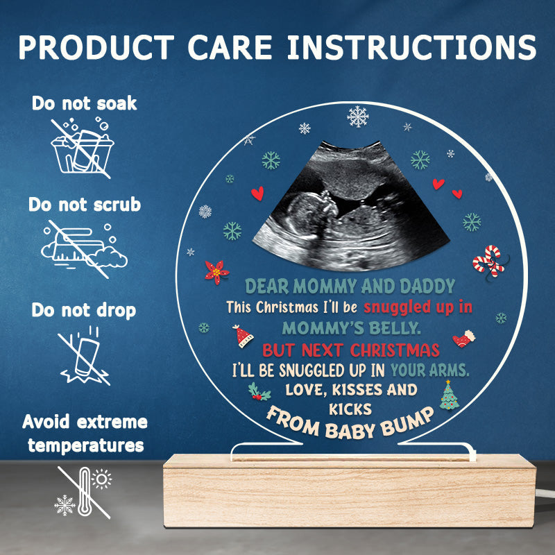 Custom Photo Christmas Baby Bump Gifts for Expecting Parents - Personalized 3D LED Light