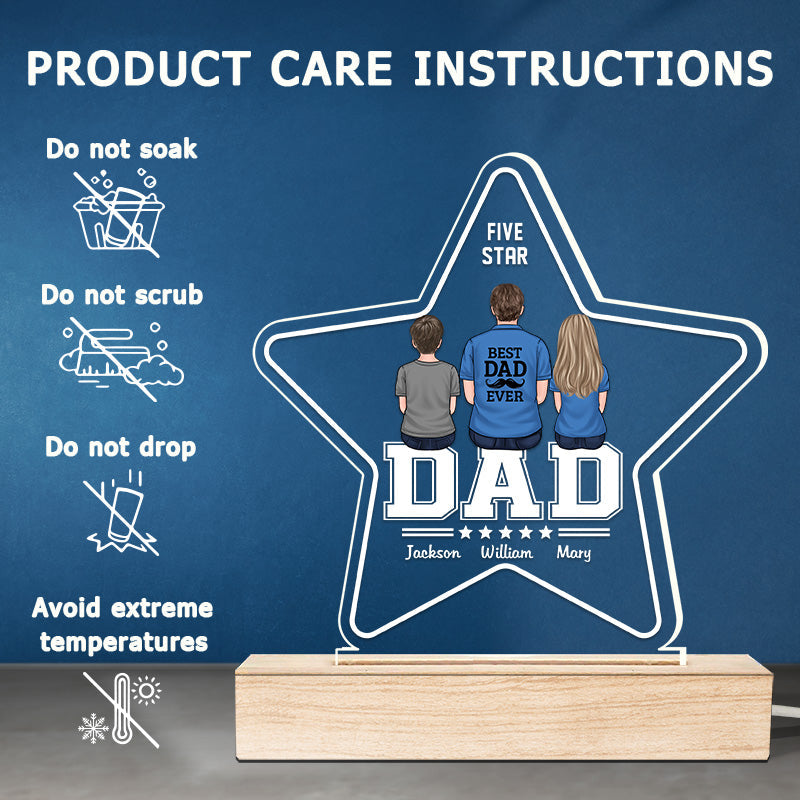 Custom Name Best Dad Ever Family Gift - Personalized 3D LED Light