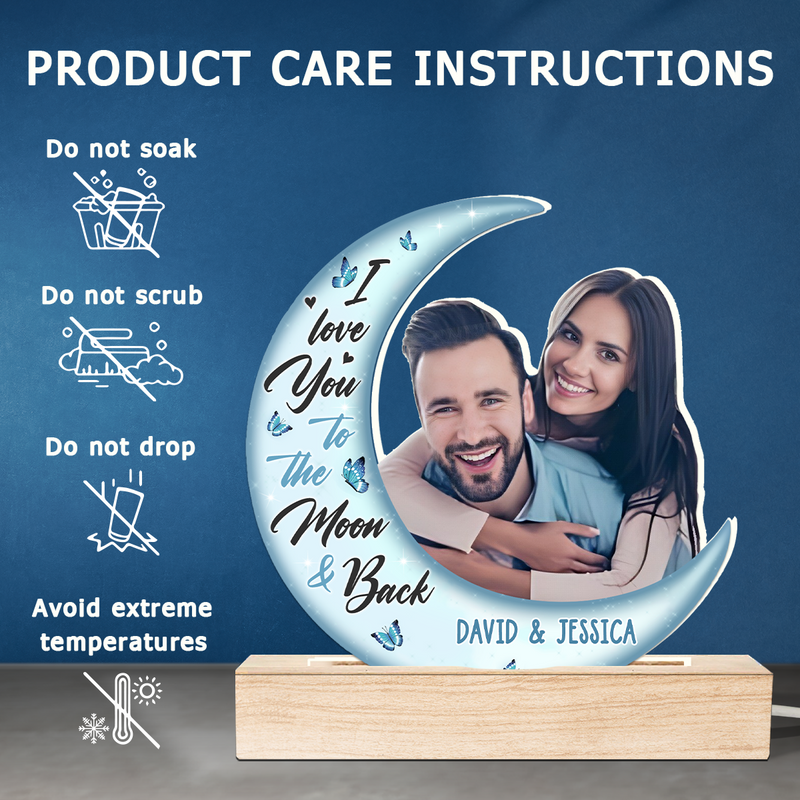 Custom Photo Moon and Back Couple Gifts - Personalized 3D LED Light
