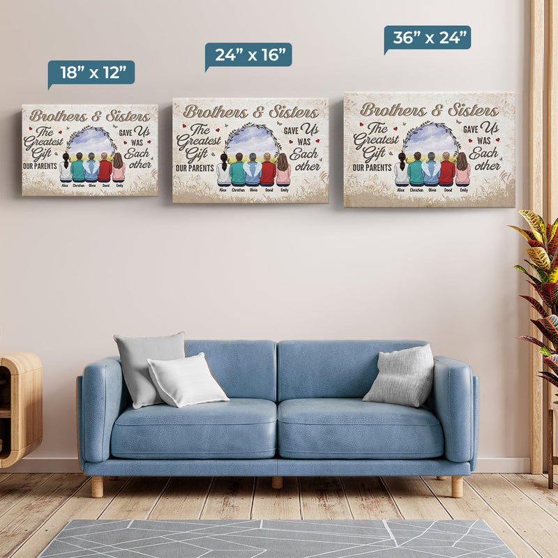 The Greatest Gift Our Parents Gave Us - Family Personalized Custom Horizontal Canvas - Gift For Siblings, Brothers, Sisters