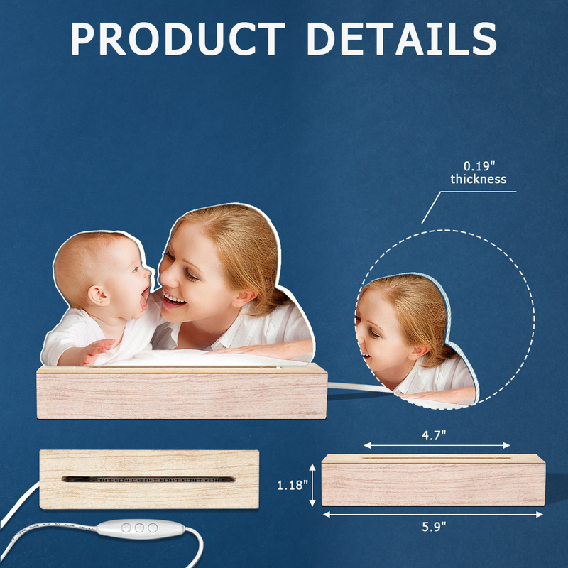 Custom Photo Mother and Baby Gifts - Personalized 3D LED Light