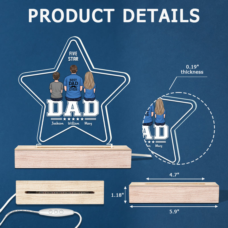 Custom Name Best Dad Ever Family Gift - Personalized 3D LED Light