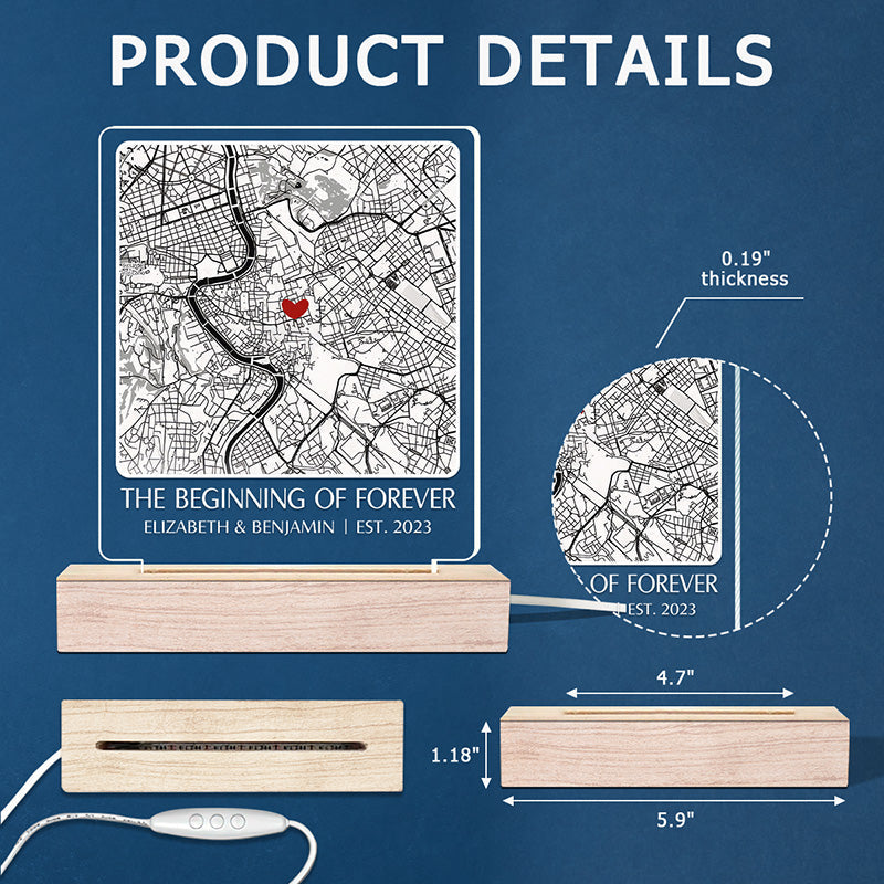 Custom Map Couple Gifts - Personalized 3D LED Light