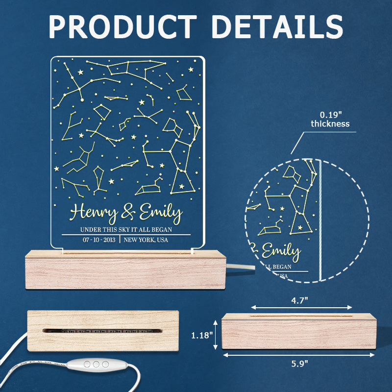Custom Constellation Couple Gifts - Personalized 3D LED Light