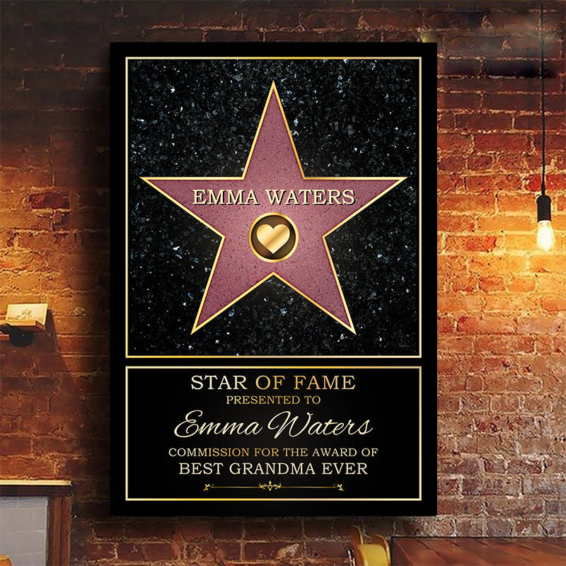 Dad Star Of Fame - Family Personalized Custom Vertical Canvas - Mother's Day, Father's Day Birthday Gifts For Mom, Dad