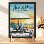 Custom Name You & Me Beach Couple Gifts - Personalized Wooden Plaque
