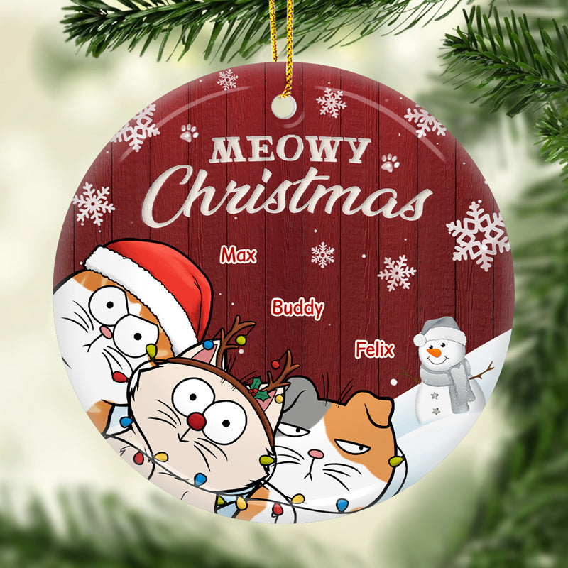 Have A Furry Purry Christmas - Cat Personalized Custom Ornament - Ceramic Round Shaped - Christmas Gift For Pet Owners, Pet Lovers