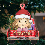 Custom Name Christmas Girl in Santa Hat Gifts - Personalized Ornament