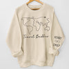 We're On The Vacay Mode - Couple Travel Personalized Custom Unisex Sweatshirt With Design On Sleeve - Holiday Vacation Gift, Gift For Adventure Travel Lovers, Husband Wife, Anniversary