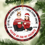 Custom Name Funny Christmas Couple Gifts - Personalized Ceramic Ornament